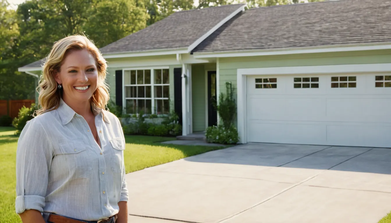 A garage door on a brick ranch home in Pasadena after a repair